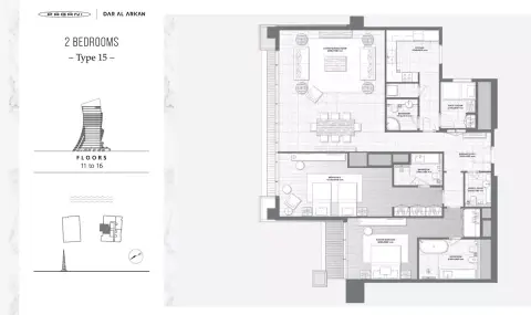 DaVinci Tower: Floor plan Type 15, Floors 11 to 16