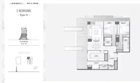 DaVinci Tower: Floor plan Type 11, Floors 3 to 10