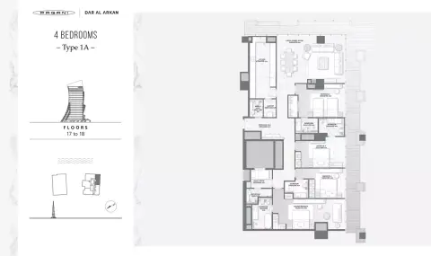 DaVinci Tower: Floor plan Type 1A, Floors 17 & 18