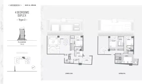 DaVinci Tower: Floor plan Duplex Type 2, Floors 1 & 2, 4,362 sq ft