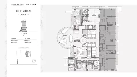 DaVinci Tower: Floor plan Option 1, Floor 17, 8,207 sq ft