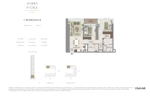 Avarra by Palace: Floor plan Type B, 1,199 sq ft