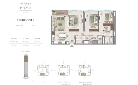 Avarra by Palace: Floor plan Type C, 1,640 sq ft