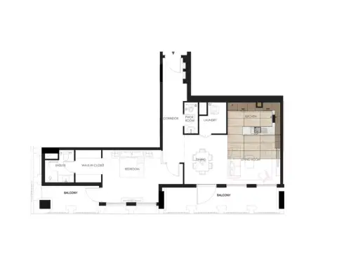 Tura Residence: Планировка Type B, 1,306 sq ft