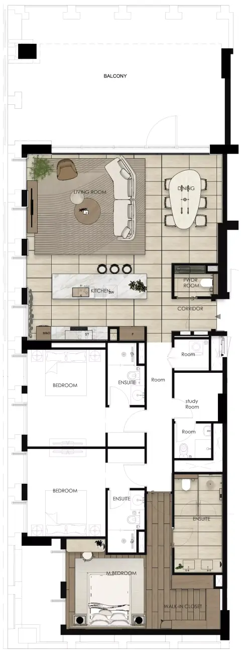Tura Residence: Планировка Type A, 2,396 sq ft
