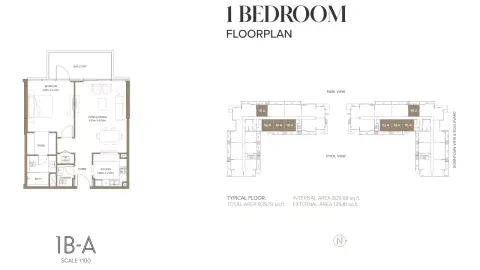 399 Hills Park A: Floor plan Type A, 939 sq ft