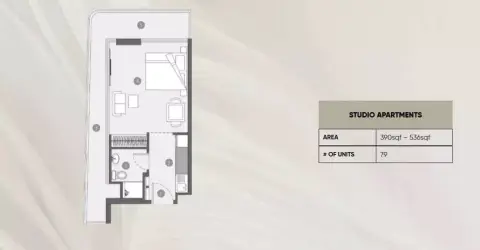 Elevia Residences: फ़्लोर प्लान Type A, 390 sq ft