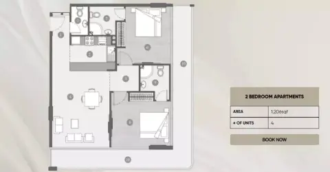 Elevia Residences: फ़्लोर प्लान Type A, 1,206 sq ft