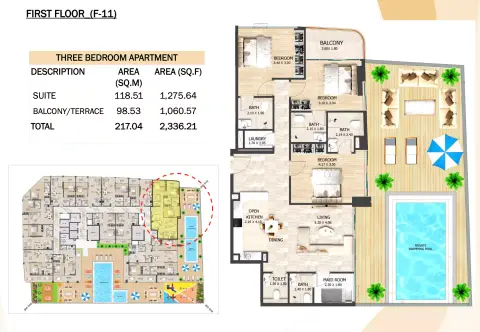 Crystal Tower: Floor plan Type 1, 2,336 sq ft