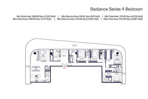 Inaura Hotels & Residences: Floor plan Type A, 4,034 sq ft