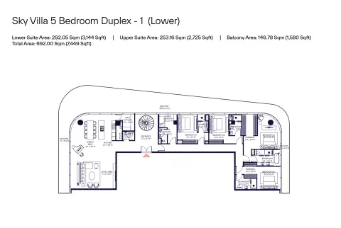 Inaura Hotels & Residences: Floor plan Type A, 7,449 sq ft
