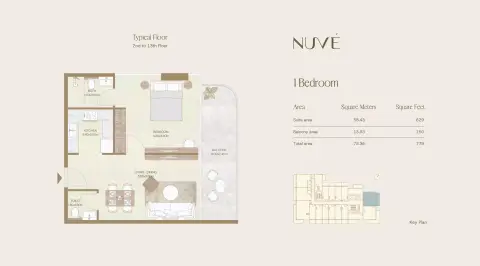 Nuve: Type 1, 779 sq ft 户型图