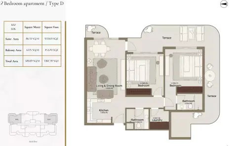 Dar Al Aiham One: Floor plan Type D, 1,387 sq ft