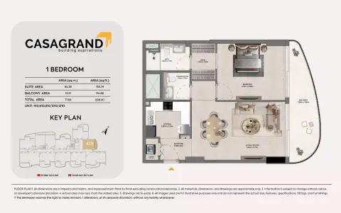 Casagrand Hermina: Floor plan Type 9, 838 sq ft