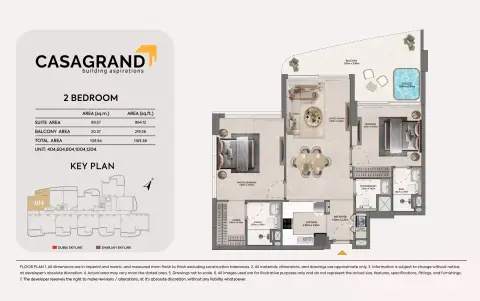 Casagrand Hermina: Floor plan Type 13, 1,183 sq ft