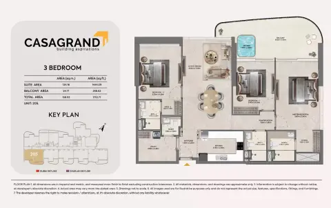 Casagrand Hermina: Floor plan Type 2, 1,710 sq ft