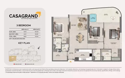 Casagrand Hermina: Floor plan Type 6, 1,707 sq ft