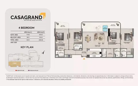 Casagrand Hermina: Floor plan Type 1, 2,326 sq ft