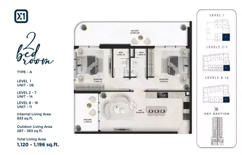 SquareX One: Floor plan Type - A, 1,120 sq ft