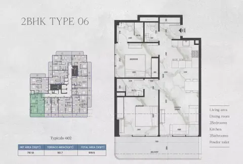 Zyra Hills: Floor plan Type 06, 919 sq ft