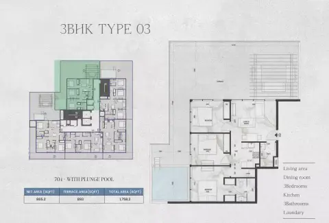 Zyra Hills: Floor plan Type 03, 1,758 sq ft