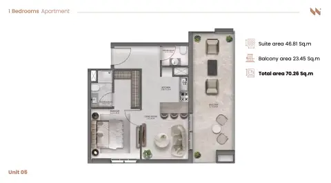 Serra Residence: Floor plan Type 03, 753 sq ft