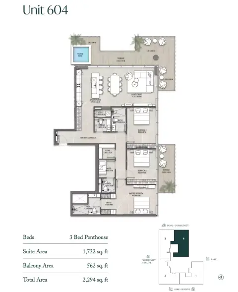 Allegro Park: Floor plan Type 604, 2,294 sq ft