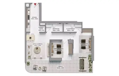 Elmora Residence: Floor plan Type 1, 646 sq ft