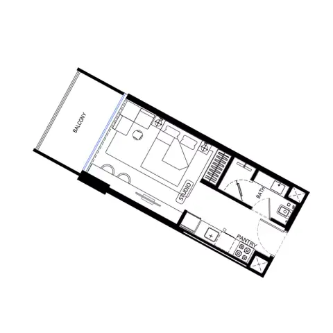Binghatti HillCrest: Floor plan Type 1, 334 sq ft