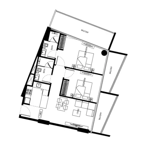 Binghatti HillCrest: Floor plan Type 1, 1,029 sq ft