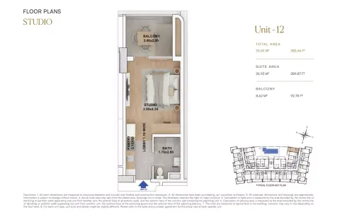 RR Grand: Floor plan Type 12, 382 sq ft