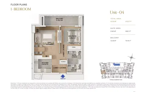 RR Grand: Floor plan Type 04, 673 sq ft