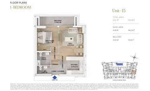 RR Grand: Floor plan Type 15, 669 sq ft