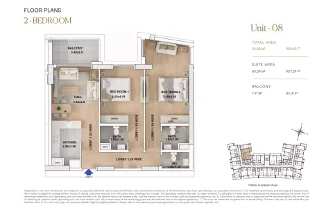 RR Grand: Floor plan Type 08, 992 sq ft