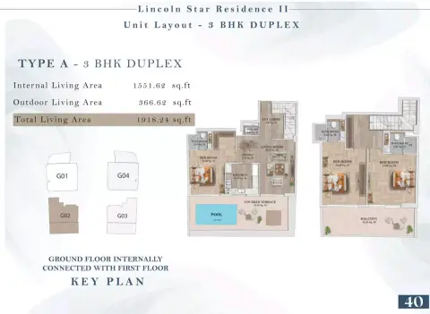 Lincoln Star Residence 2: Plattegrond Type 1, 1,918 sq ft