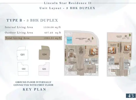 Lincoln Star Residence 2: Plattegrond Type 4, 1,995 sq ft