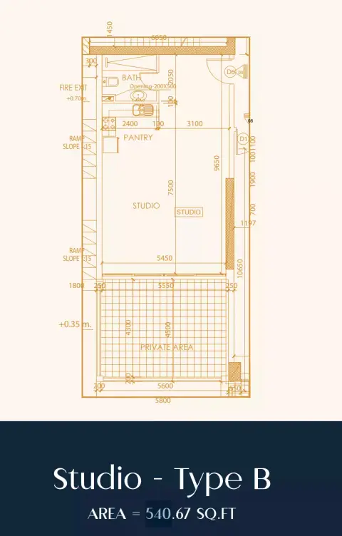 Rapunzel Tower: Floor plan Type B, 540 sq ft