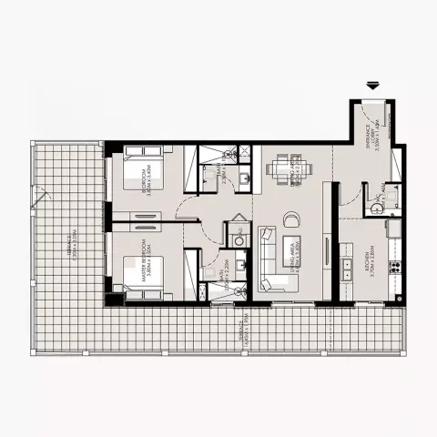 Amer Al Ghurair Residences: Floor plan Type 1, 1,215 sq ft