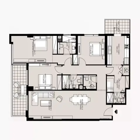 Amer Al Ghurair Residences: Floor plan Type 1, 1,830 sq ft