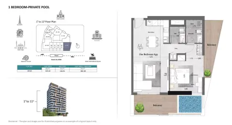 Saray Prime Residence: फ़्लोर प्लान Type 1, 862 sq ft