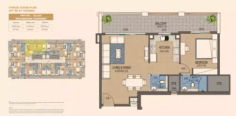 Purvanchal Triana Residences: Type 1, 903 sq ft 户型图