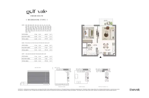Golf Vale: फ़्लोर प्लान Type P-P13, 672 sq ft