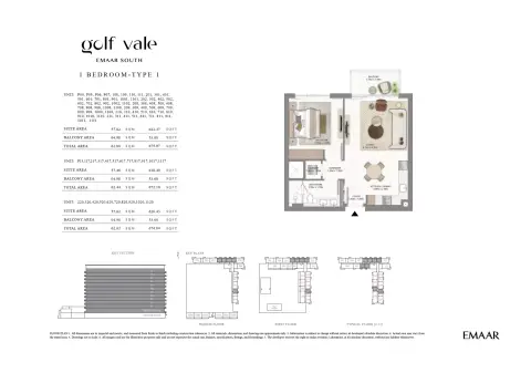 Golf Vale: फ़्लोर प्लान Type P-P05, 676 sq ft