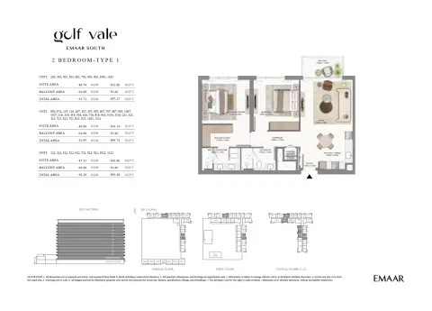 Golf Vale: फ़्लोर प्लान Type 10-1022, 993 sq ft