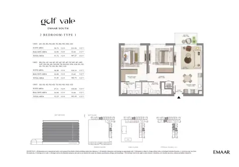 Golf Vale: फ़्लोर प्लान Type 4-416, 990 sq ft