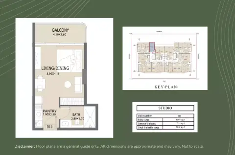 Aero 1 Residences: Plan Type 111, 388 sq ft