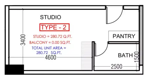 Al Haseen Residences Phase 4: Floor plan Type 2, 280 sq ft
