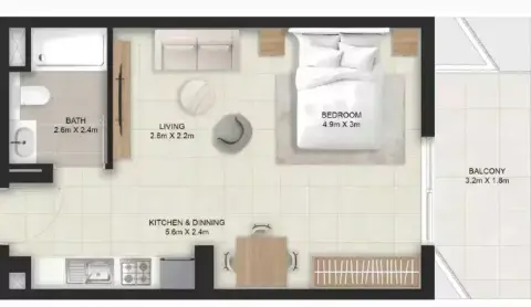 Stellar Axis: Floor plan Type 301, 482 sq ft