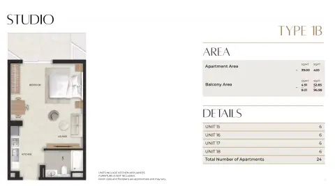 Stellar Axis: Floor plan Type 1B, 472 sq ft