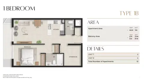 Stellar Axis: Floor plan Type 1B, 772 sq ft